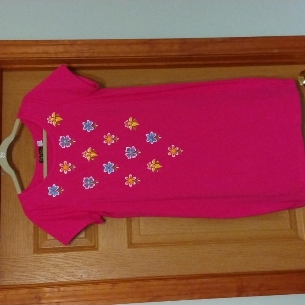 Bob Mackie embroidered Floral short sleeve cotton dress